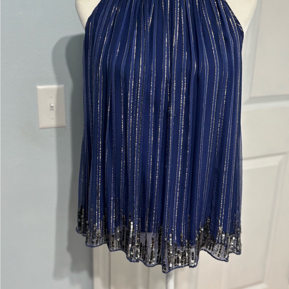 Ranna Gill Navy and Silver Sequin Blouse